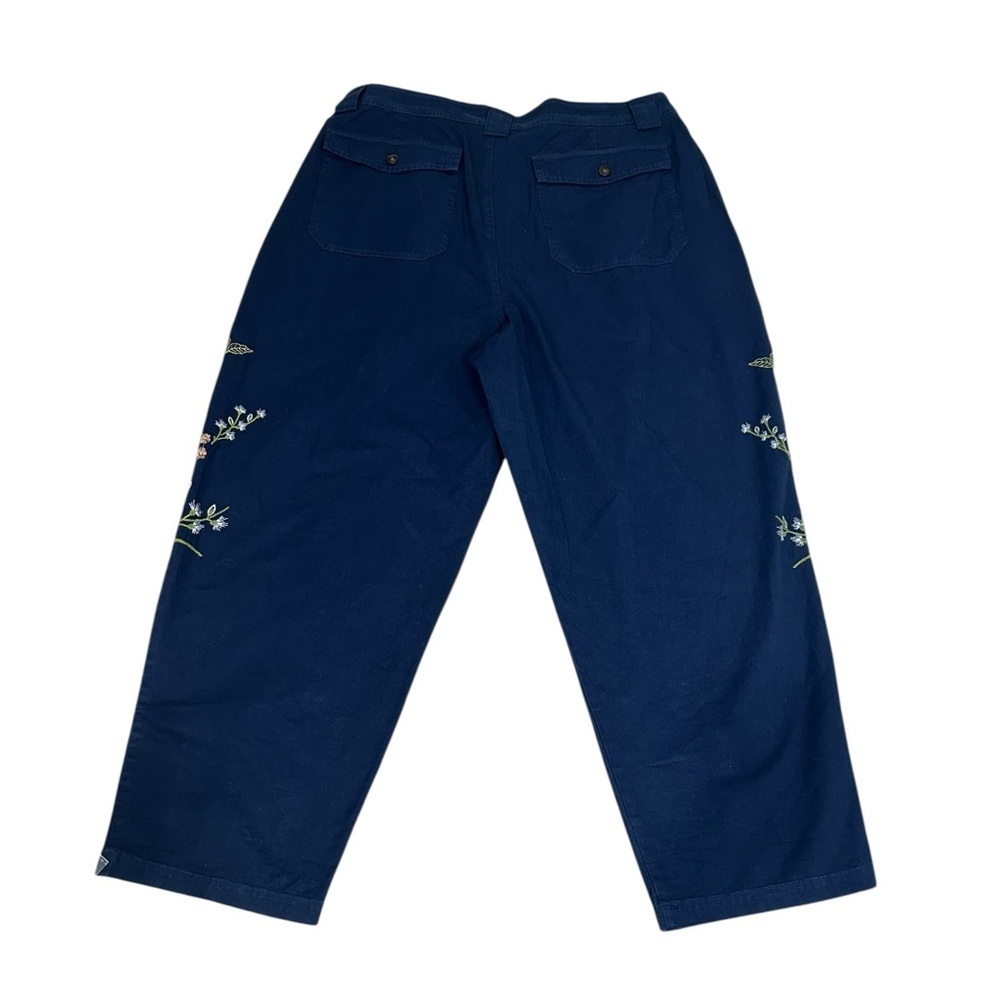 Sundance Garden Grand Pants Womens Blue Barrel Pleats Embroidered Sz 14 - Picture 12 of 13